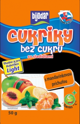 Cukríky bez cukru s mandarinkovou príchuťou 50g