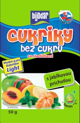 Cukríky bez cukru s jablkovou príchuťou 50g