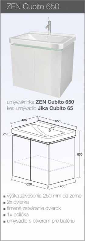Skrinky pod umývadlo - séria Zen - Skrinka pod umývadlo Zen Cubito 650