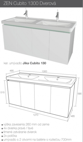 Skrinky pod umývadlo - séria Zen - Skrinka pod umývadlo Zen Cubito 1300