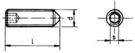 Normalizované nastavovacie skrutky s vnútorným šesťhranom, s hrotom