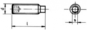 Normalizované nastavovacie skrutky s vnútorným šesťhranom, s čapom