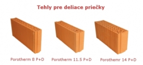 Tehly pre deliace priečky P+D 