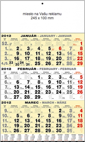 Office plánovací trojdielny kalendár T001 - Mini