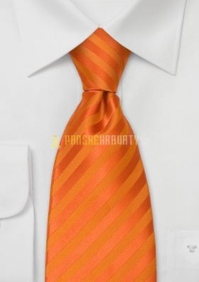 Granada pomarančová PE kravata s pruhovaním