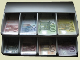 Zásobníky na euro mince a bankovky 
