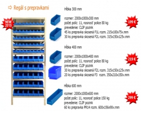 Akciový regál s prepravkami